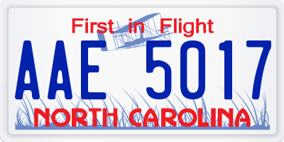 NC license plate AAE5017