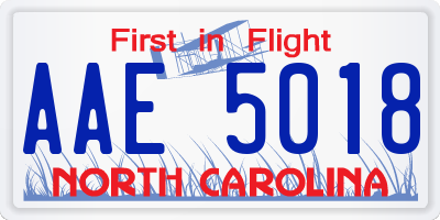 NC license plate AAE5018