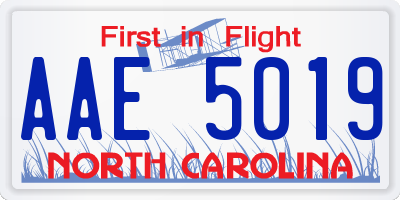 NC license plate AAE5019