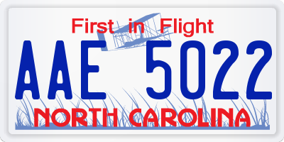 NC license plate AAE5022