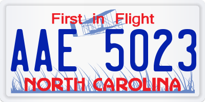 NC license plate AAE5023