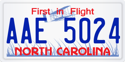 NC license plate AAE5024