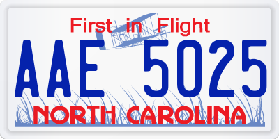 NC license plate AAE5025