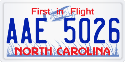 NC license plate AAE5026