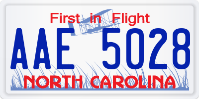 NC license plate AAE5028