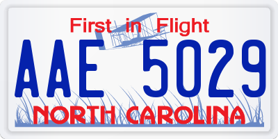 NC license plate AAE5029