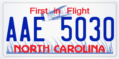 NC license plate AAE5030