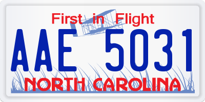 NC license plate AAE5031