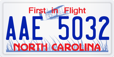 NC license plate AAE5032