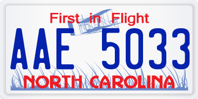 NC license plate AAE5033