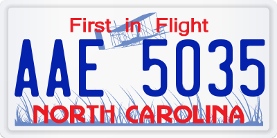 NC license plate AAE5035