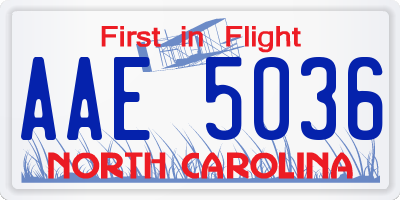 NC license plate AAE5036