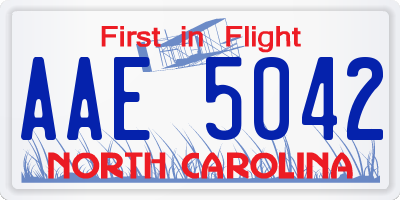 NC license plate AAE5042