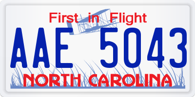 NC license plate AAE5043