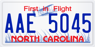 NC license plate AAE5045