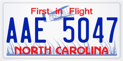 NC license plate AAE5047