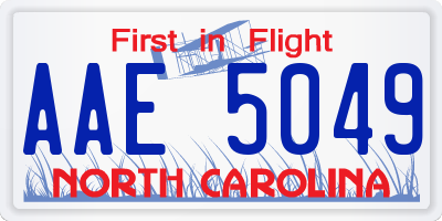 NC license plate AAE5049