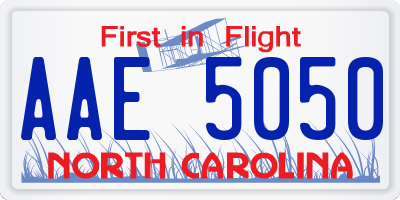 NC license plate AAE5050