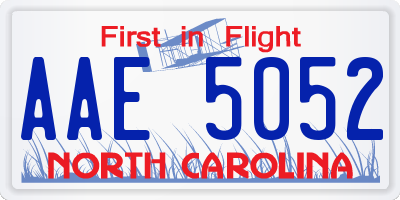 NC license plate AAE5052