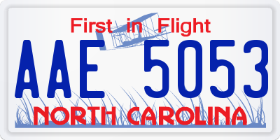 NC license plate AAE5053