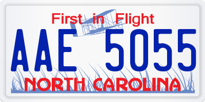 NC license plate AAE5055