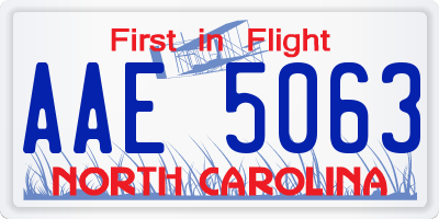 NC license plate AAE5063