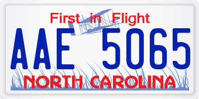 NC license plate AAE5065