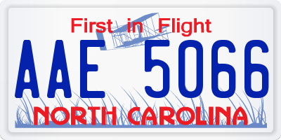 NC license plate AAE5066