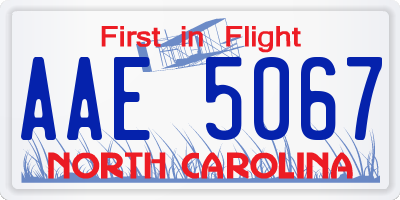 NC license plate AAE5067