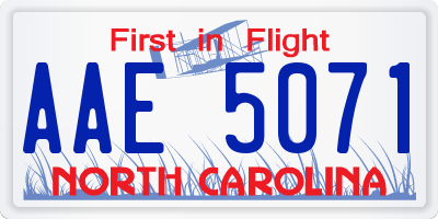 NC license plate AAE5071