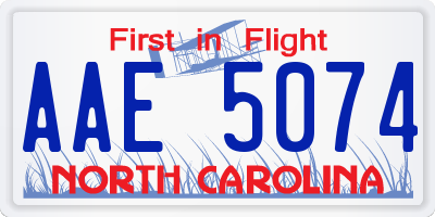 NC license plate AAE5074