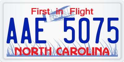 NC license plate AAE5075