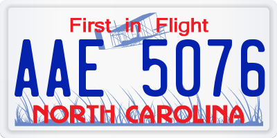 NC license plate AAE5076