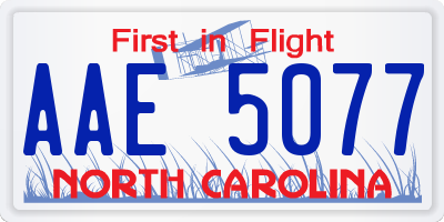 NC license plate AAE5077