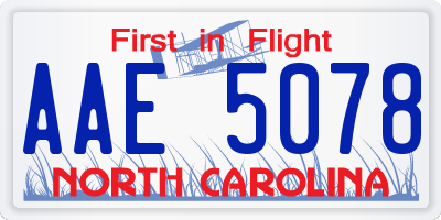 NC license plate AAE5078