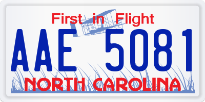 NC license plate AAE5081