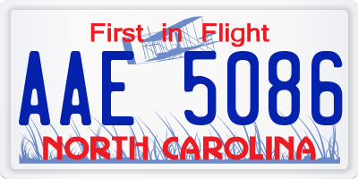 NC license plate AAE5086