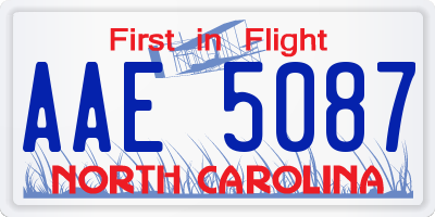 NC license plate AAE5087