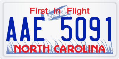 NC license plate AAE5091