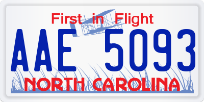 NC license plate AAE5093