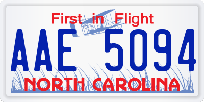 NC license plate AAE5094