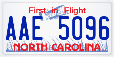 NC license plate AAE5096