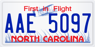 NC license plate AAE5097