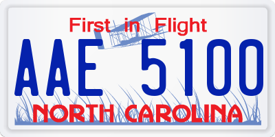 NC license plate AAE5100