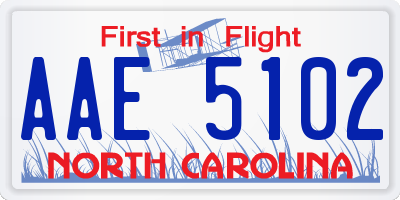 NC license plate AAE5102