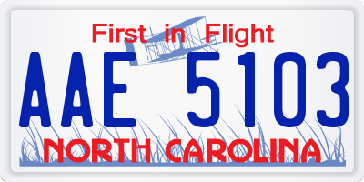 NC license plate AAE5103