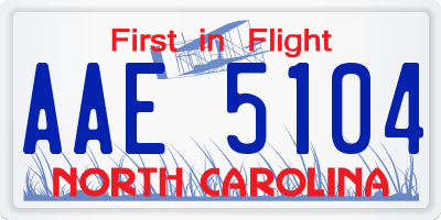 NC license plate AAE5104