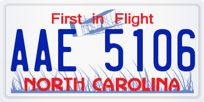 NC license plate AAE5106