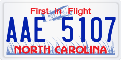 NC license plate AAE5107