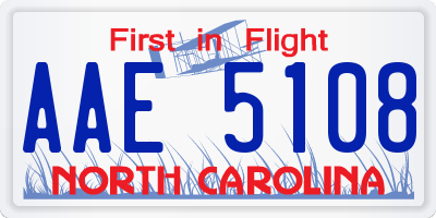 NC license plate AAE5108